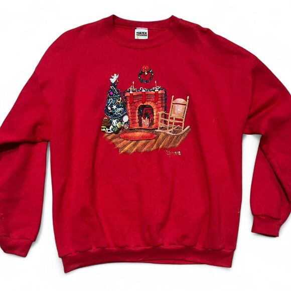 Vintage 90’s Made in USA Cotton Nostalgic 3D Embellished Christmas Crewneck. XXL - Picture 2 of 5